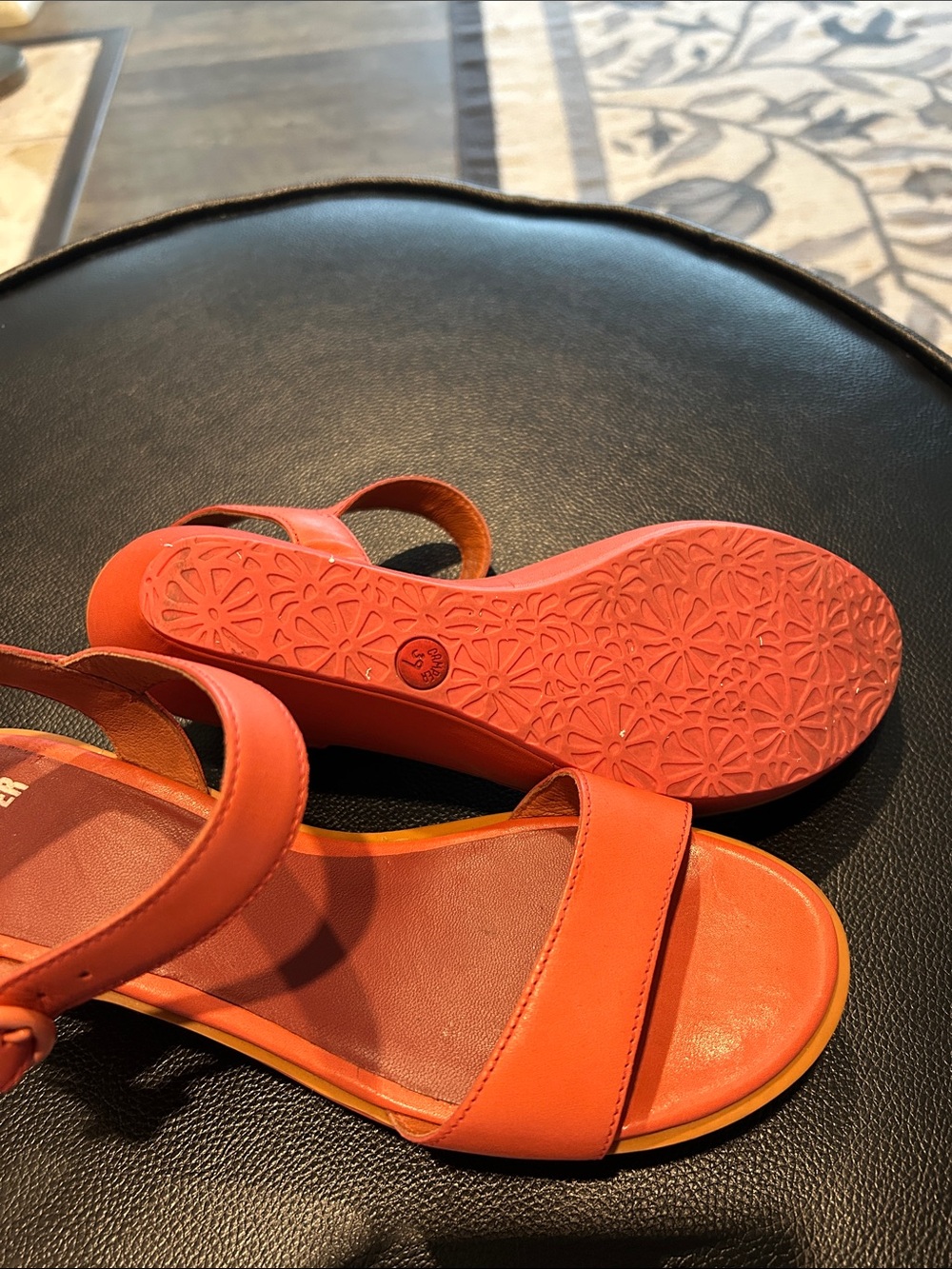 Camper Coral Leather Slingback Wedge Heels Sandals - Picture 6 of 7